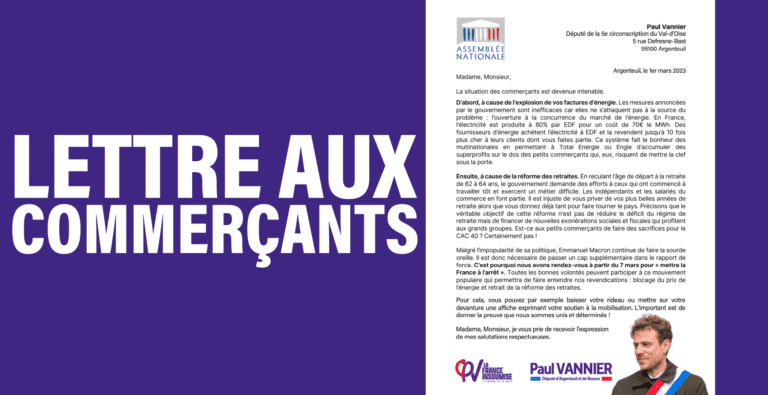 Lettre aux commerçants