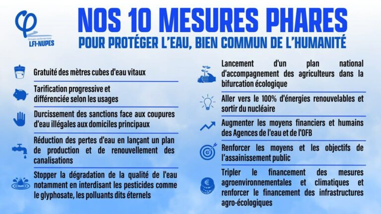 💧 Nos 10 mesure phrases pour protéger l’eau, bien commun de l’humanité !