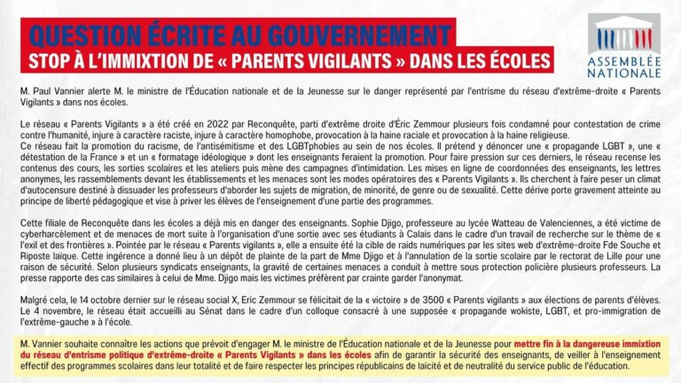 Parents vigilants : il faut mettre fin à ce réseau d’entrisme politique du parti d’Éric Zemmour