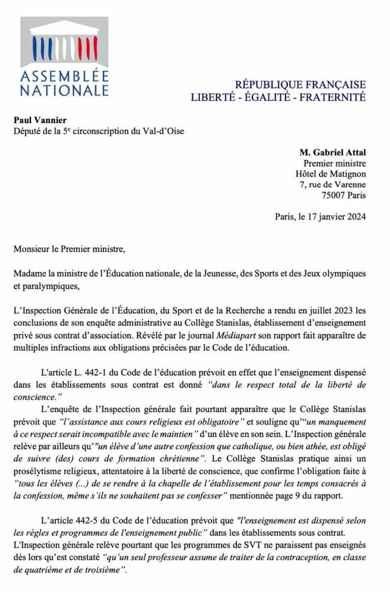 Collège Stanislas : je demande la rupture du contrat d’association !